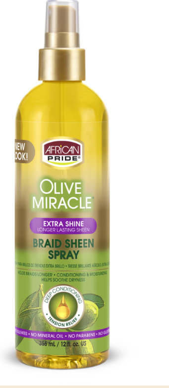 African Pride Olive Tension Relief & Shine Braid Sheen 12 fl oz - BPolished Beauty Supply