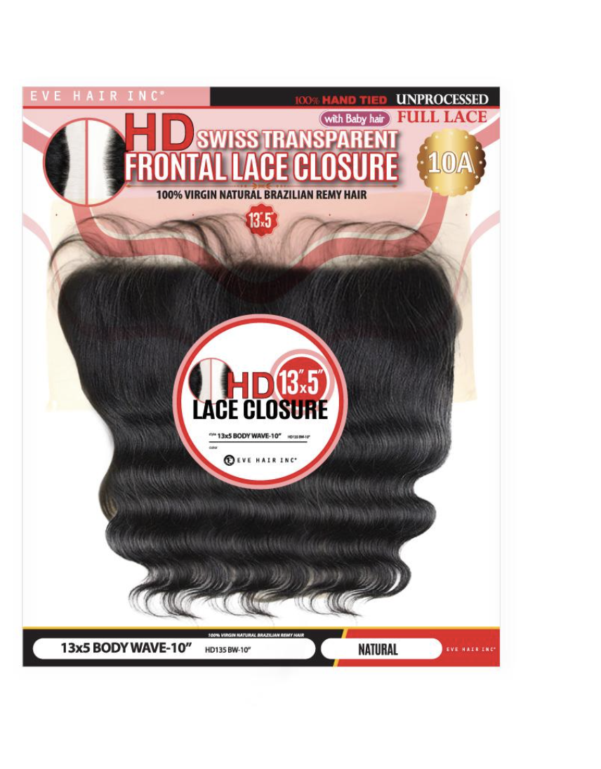 Eve Hair - HD Swiss Lace Closure 13x5 Body Wave - BPolished Beauty Supply
