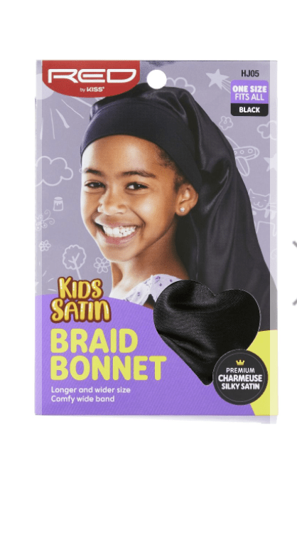 RED Kids Edge Satin Braid Bonnet - Black #HJ05