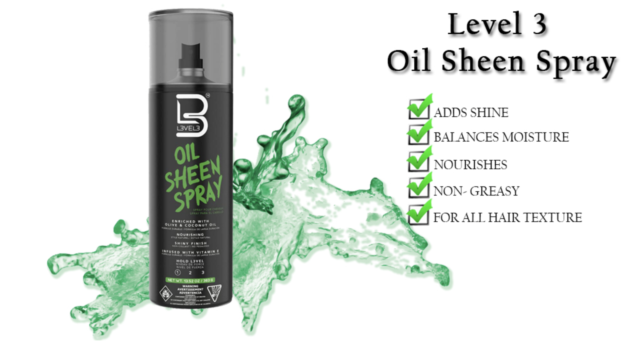 L3VEL3 Hair Sheen Spray 12.95 oz - BPolished Beauty Supply