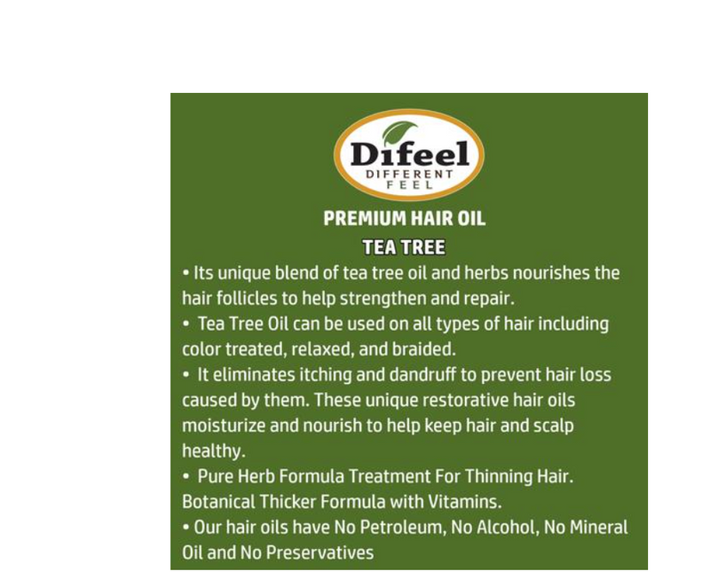 Difeel Premium Natural Hair Oil  - Tea Tree  2.5 oz