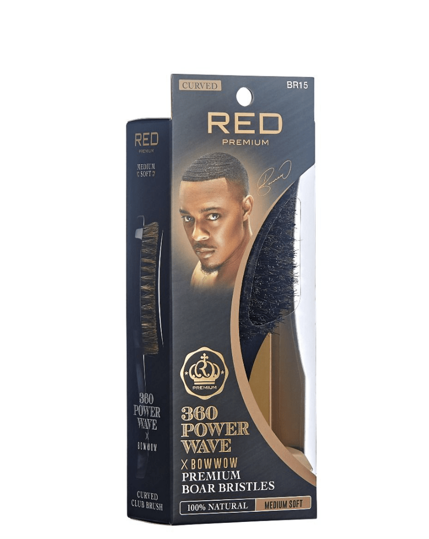 BOW WOW RED PREMIUM  360 Power Wave Brush Medium Hard #BR25