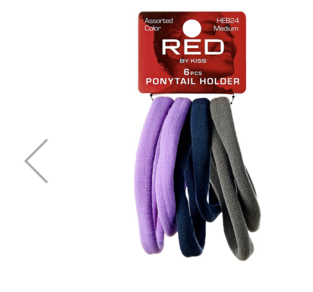 Red Ponytail Holder M 6 pcs Color Assorted #HEB24 - BPolished Beauty Supply