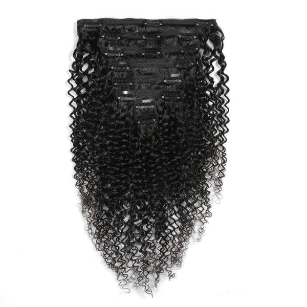 Black kinky clip in hair extensions