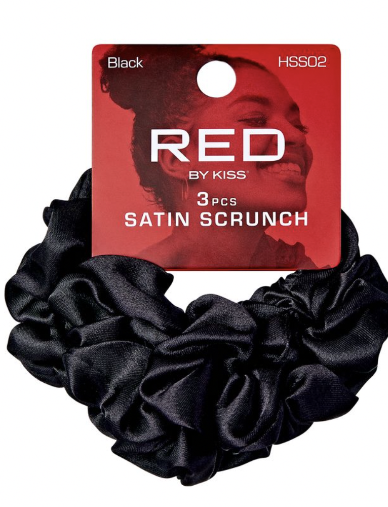 Red Satin Black Scrunch 3 pcs #HSS02 - BPolished Beauty Supply