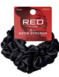 Red Satin Black Scrunch 3 pcs #HSS02