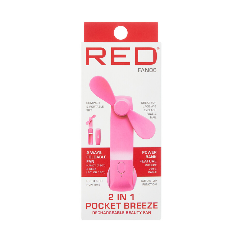2 In 1 Pocket Breeze Beauty Fan, Pink