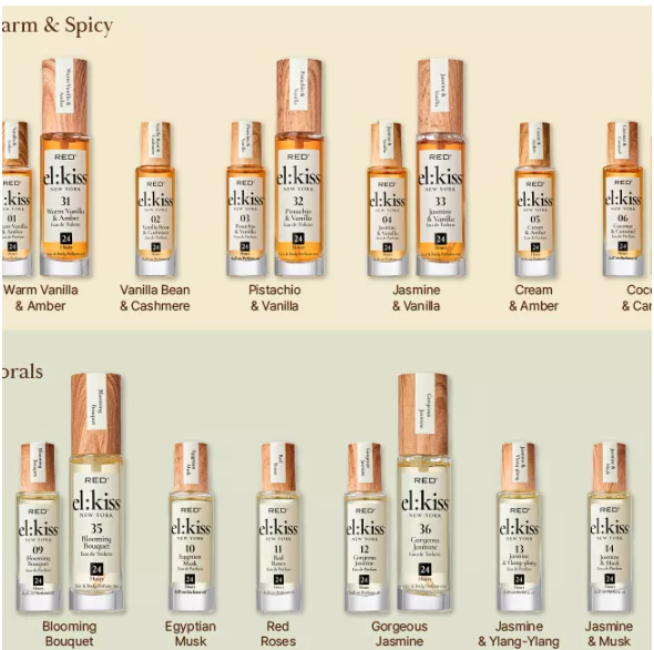 El Kiss Perfume Rollerball and Hair & Body Mist – Warm & Spicy Fragrances 12ml