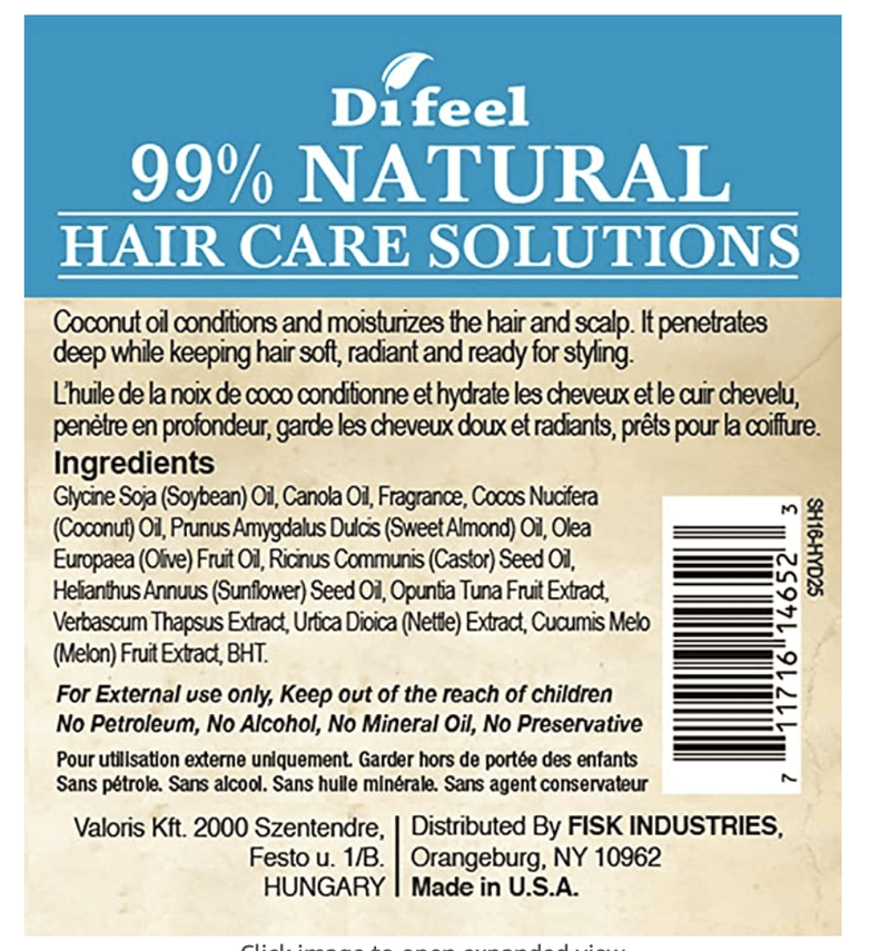 Difeel Premium Natural Hair Oil - Hydrate Oil 2.5 fl oz