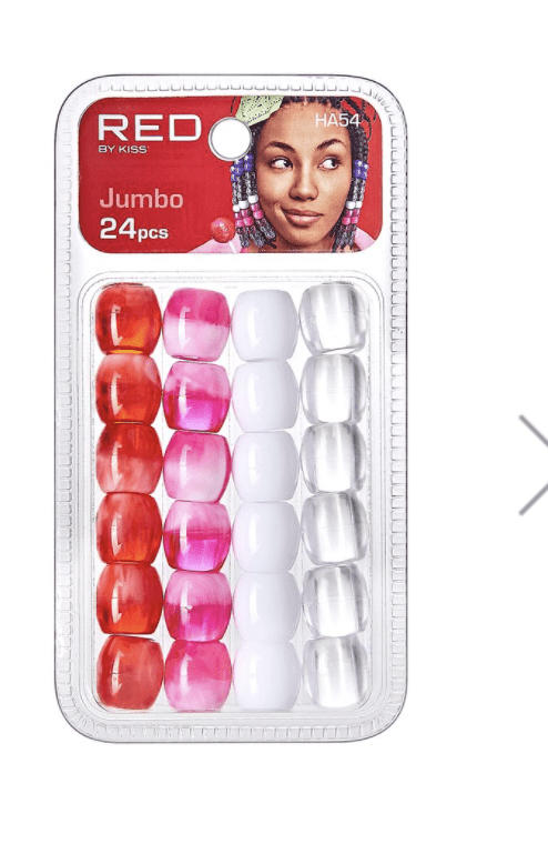 Red Jumbo Hair Beads 24pcs