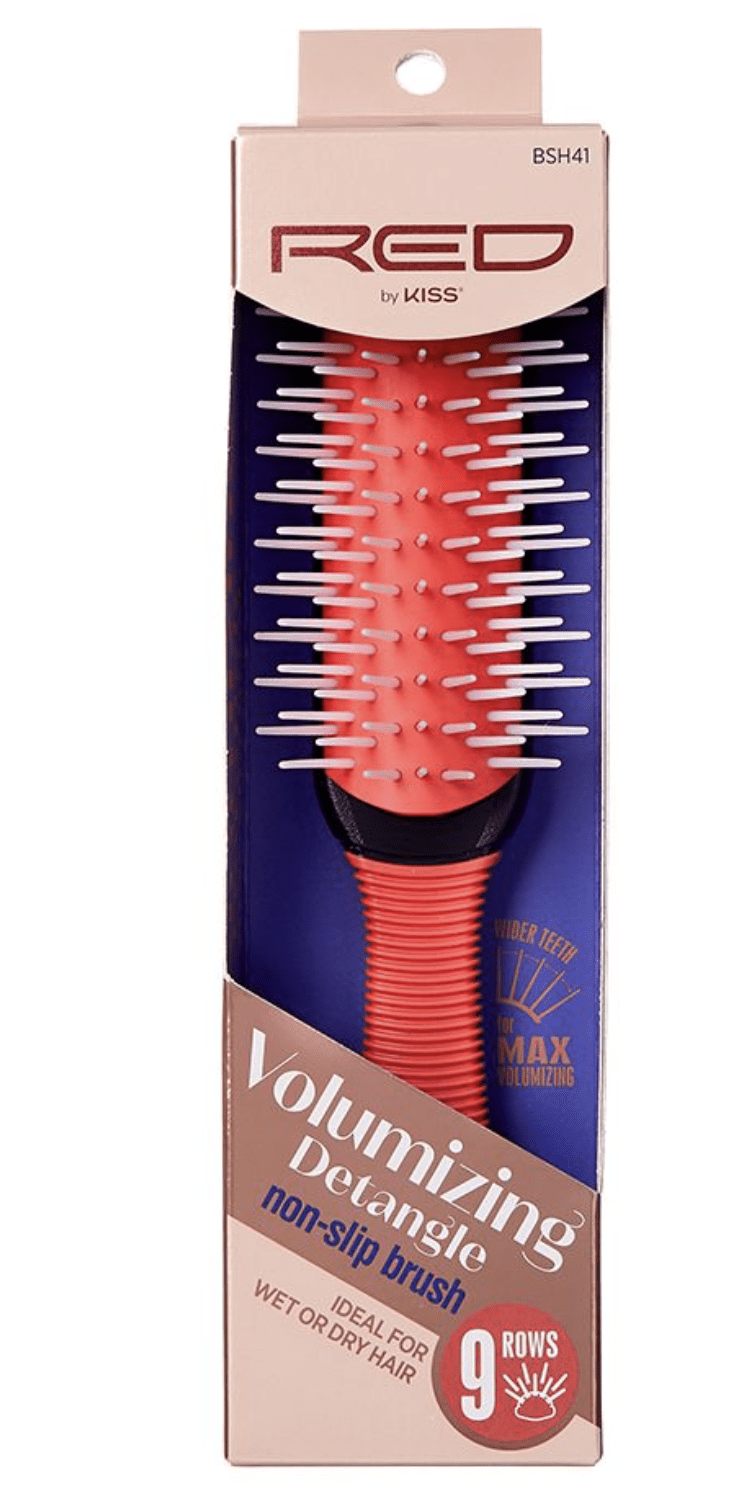 Kiss Red 9 Rows Non Slip Volume Detangling Brush #BSH41