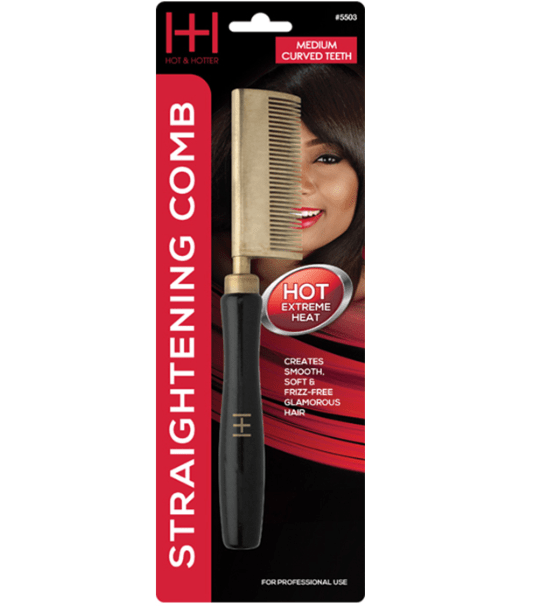 Annie Hot & Hotter Electrical Straightening Comb Medium Teeth Curved #5503