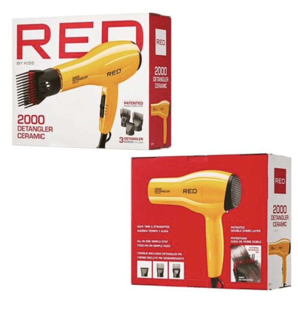 Red by Kiss 2000 Ceramic Detangler Dryer Yellow #BD13