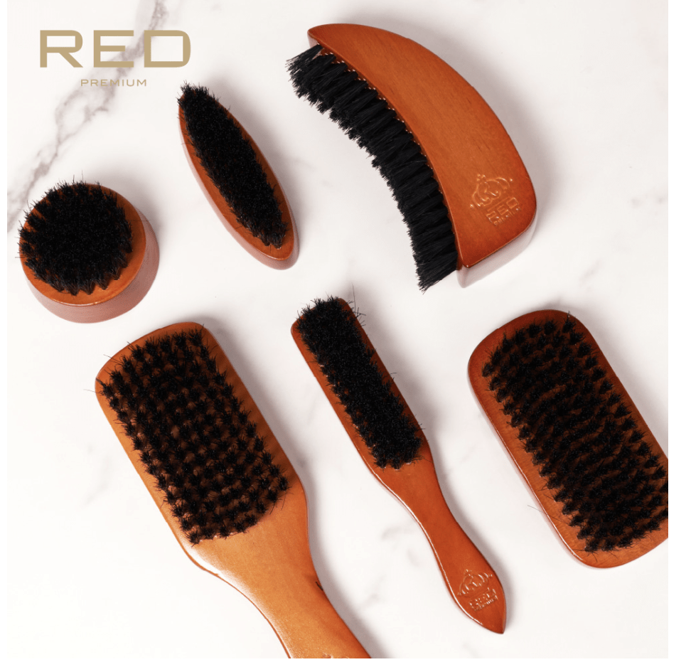 Red Premium Beard Brush Club -  Medium Soft #BR201