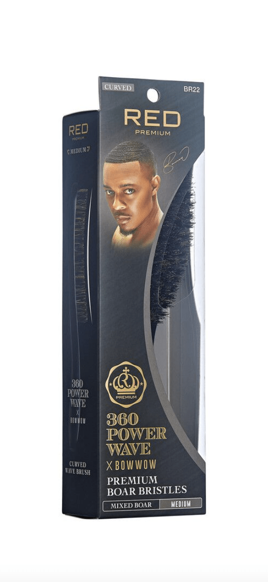 BOW WOW RED PREMIUM  360 Power Wave Boar Brush (Medium) #BORP09