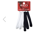 Red Ponytail Holder M 6 pcs Black & White