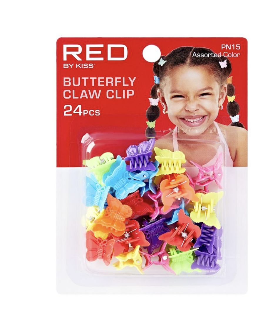 Red Kids Butterfly Claw 24 pcs #PN15 - BPolished Beauty Supply