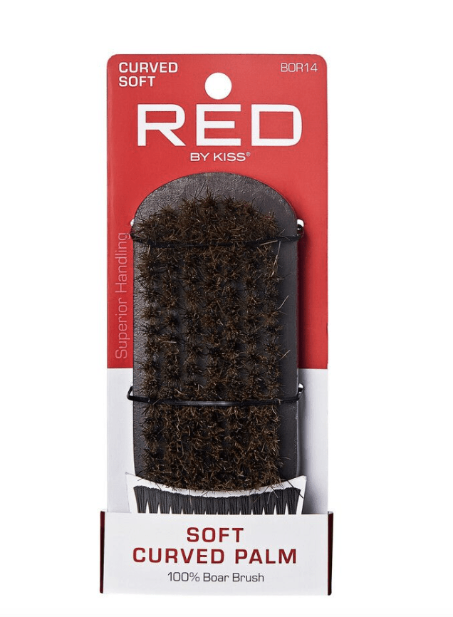 Red Professional 100% Boar Soft Curved Palm