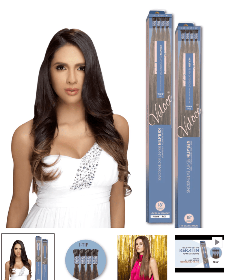 Eve Hair Velcro 100% Remy Keratin i-Tip Silky Straight 18"