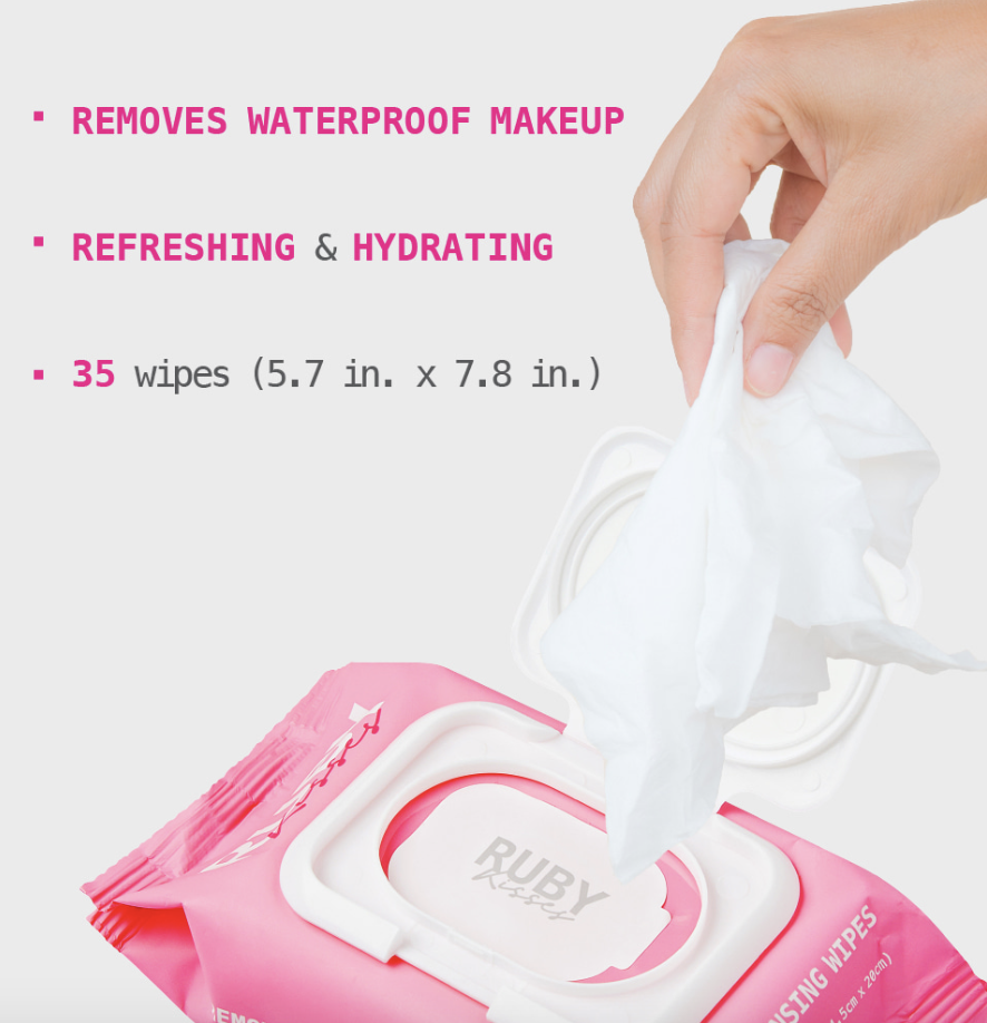 Ruby Kisses Micellar Waterproof Makeup Removing Wipes - Witch Hazel #RMR02D