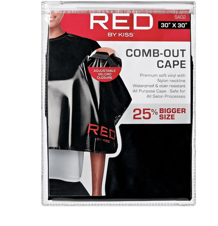 Red Salon All Purpose Comb Out Cape Soft Vinyl- Black