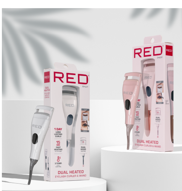 Red Dual Heated Eyelash Curler Pink