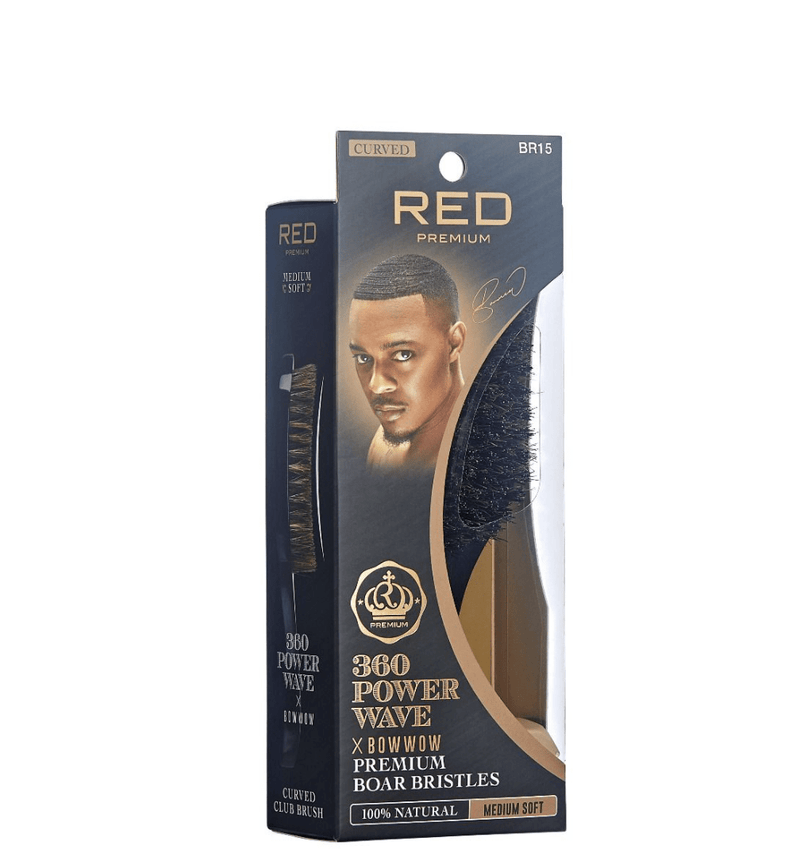 BOW WOW RED PREMIUM  360 Power Wave Brush Medium Soft Curved