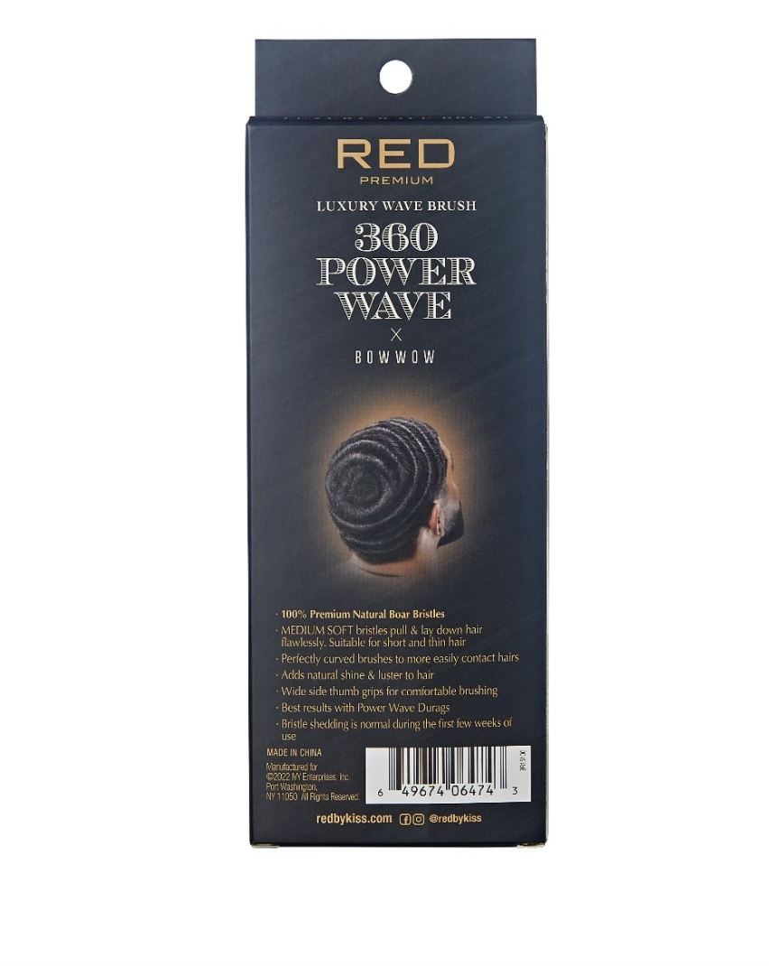BOW WOW RED PREMIUM  360 Power Wave Brush Medium Hard #BR25 - BPolished Beauty Supply