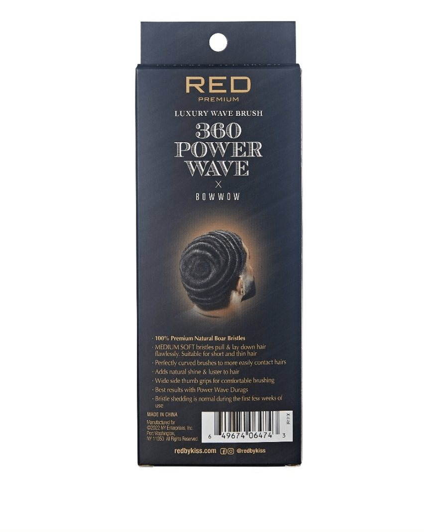 BOW WOW RED PREMIUM  360 Power Wave Brush Medium Hard #BR25