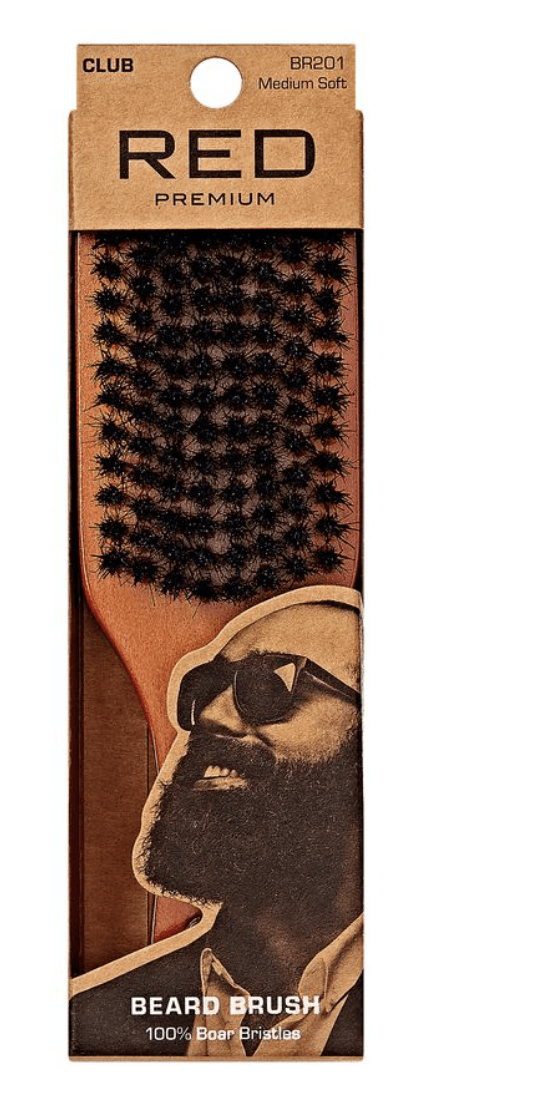 Red Premium Beard Brush Club -  Medium Soft #BR201