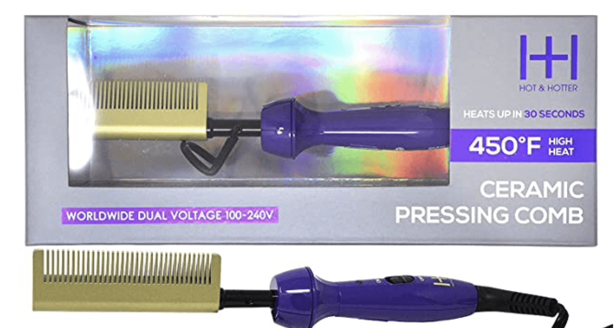 H&H Electrical Pressing Comb Medium Double Sided Teeth Gold&Purple #5963