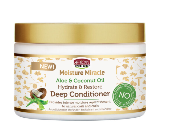 African Pride Moisture Miracle Aloe & Coconut Oil Deep Conditioner, 12oz