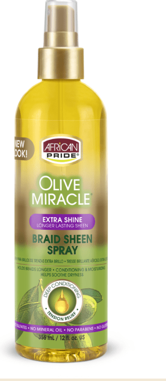 African Pride Olive Tension Relief & Shine Braid Sheen 12 fl oz