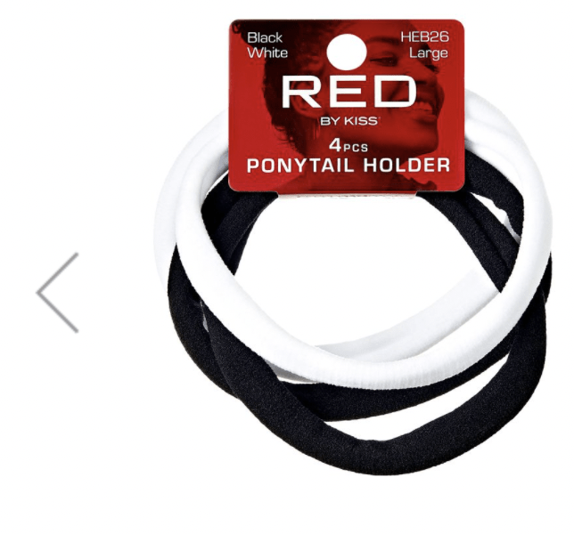 Red Ponytail Holder L 4 pcs  Black & White #HEB26