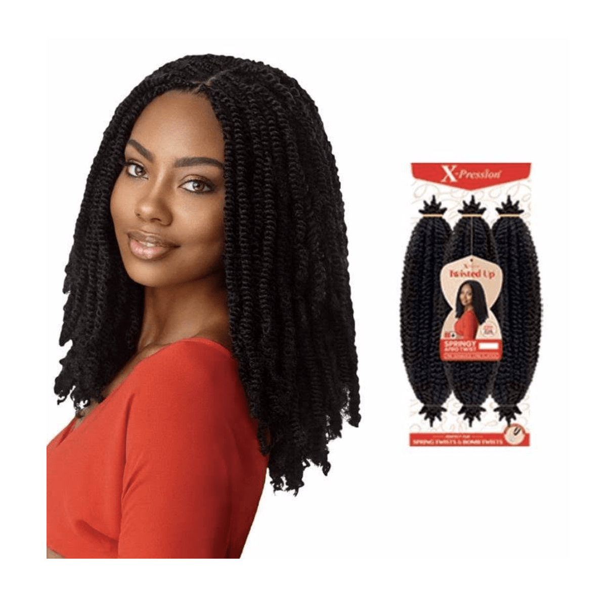 Outre X-Pression Twisted Up Crochet Braid - Afro Springy Twist 16"