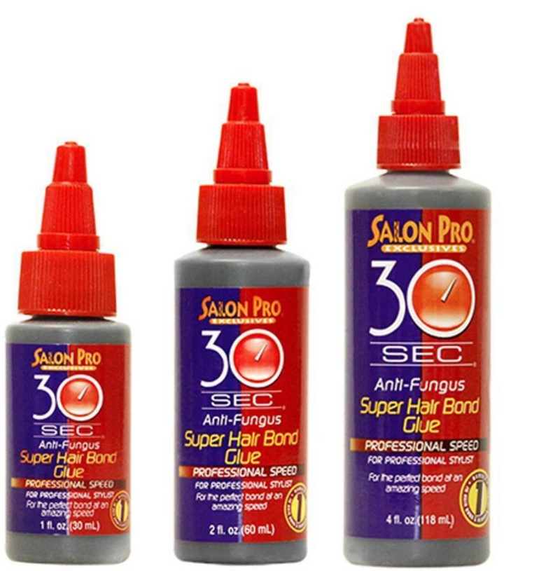 Salon Pro 30 Sec Hair Glue Black (1 oz, 2 oz, 4 oz, 8 oz)
