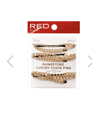 Red Rhinstone Chain Hair Pins 3 pcs