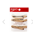 Red Rhinstone Chain Hair Pins 3 pcs #HIP33 - BPolished Beauty Supply