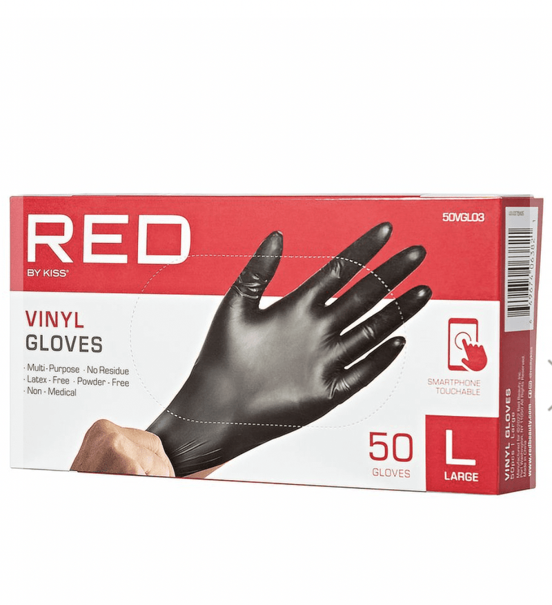 RED Kiss Black Vinyl Gloves (50 ct) (S, M, Large, X Large)