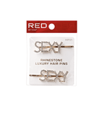 Red Rhinstone Letter Bob Pins 2 pcs