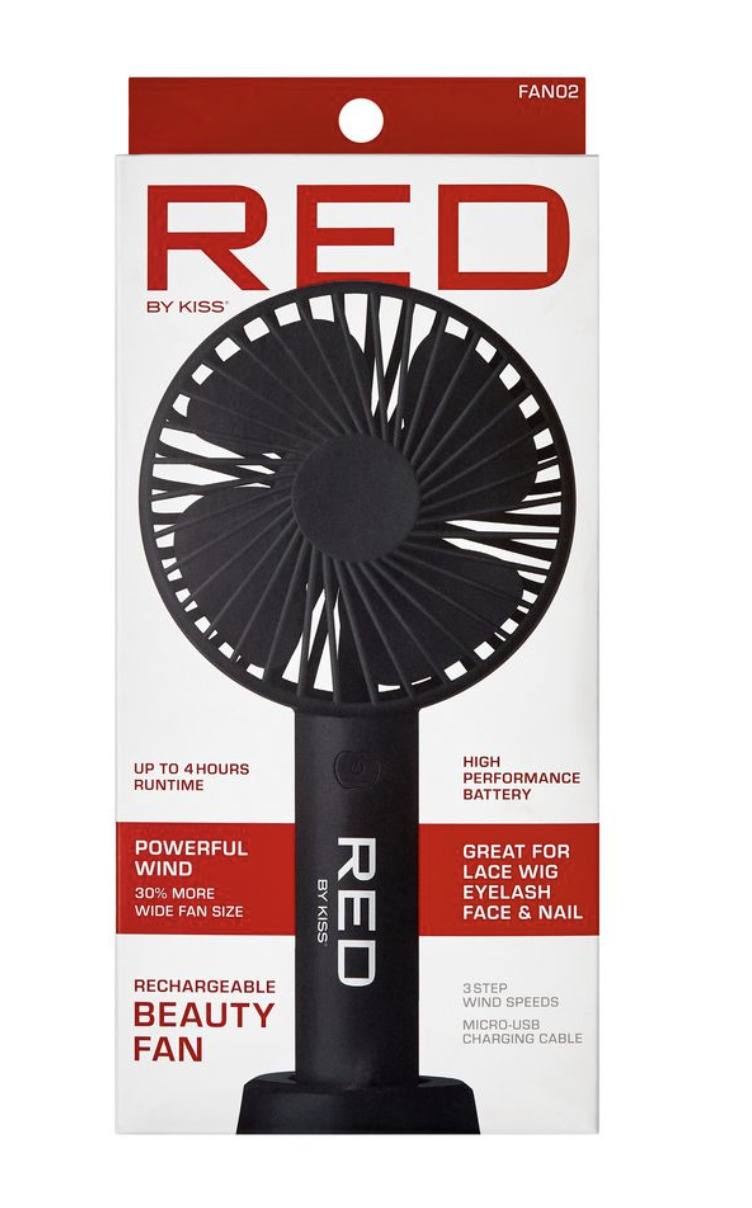 Red by Kiss Portable Handheld Rechargeable Beauty Fan - BPolished Beauty Supply