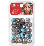 Red Luxury Metal Hair Bead 32 pcs  #HA83