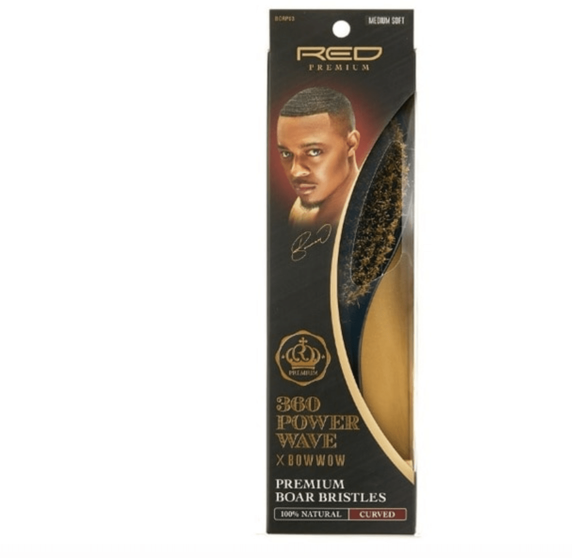 RED Premium | 360 Power Wave X Bow Wow Brush  (Medium Soft)  Curved WAVE #BORP03 - BPolished Beauty Supply