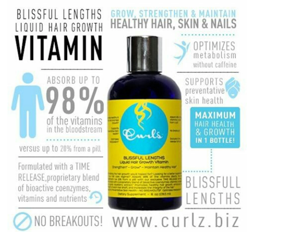 CURLS Blueberry Blissful Length Blueberry Liquid Hair Growth Vitamins ( 8 oz.) - BPolished Beauty Supply