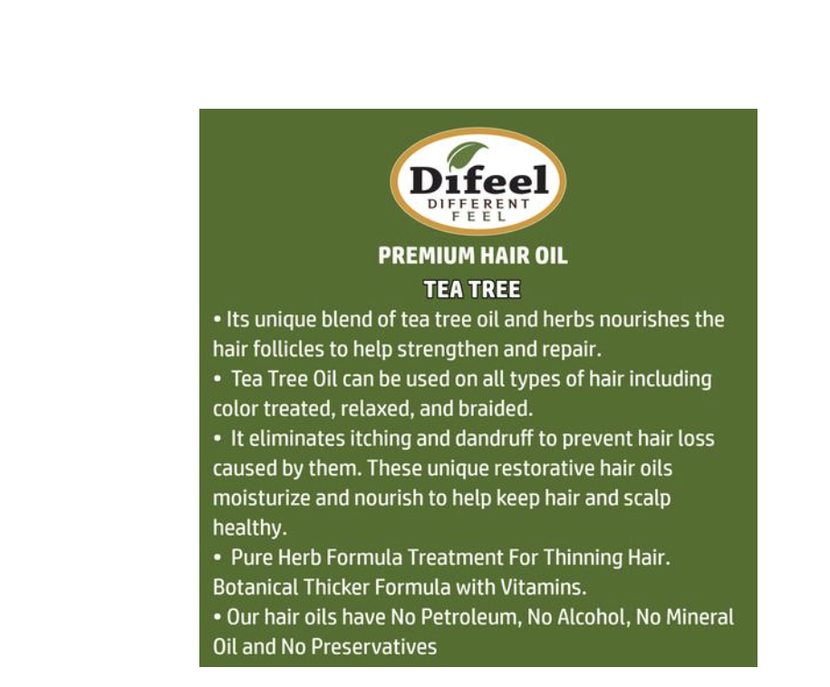 Difeel Premium Natural Hair Oil  - Tea Tree  2.5 oz - BPolished Beauty Supply