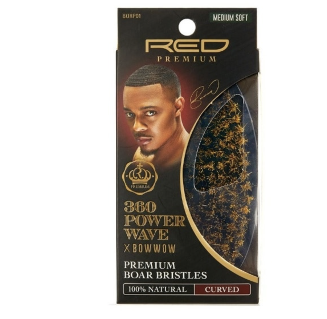 RED Premium | 360 Power Wave X Bow Wow Brush (Medium Soft) PALM #BORP01 - BPolished Beauty Supply