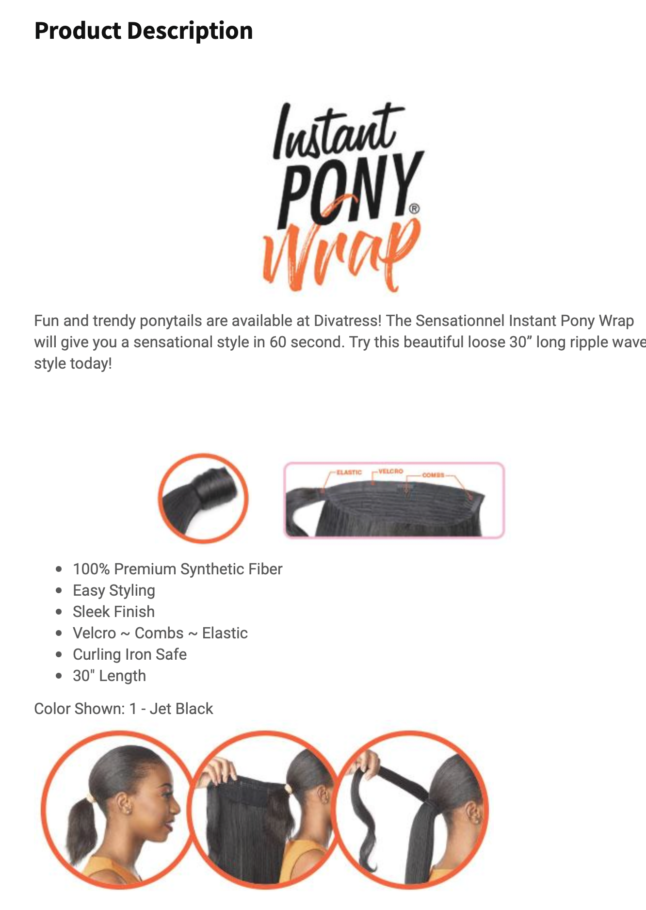 Sensationnel Instant Pony Wrap Synthetic Ponytail - Ripple Wave 30" - BPolished Beauty Supply