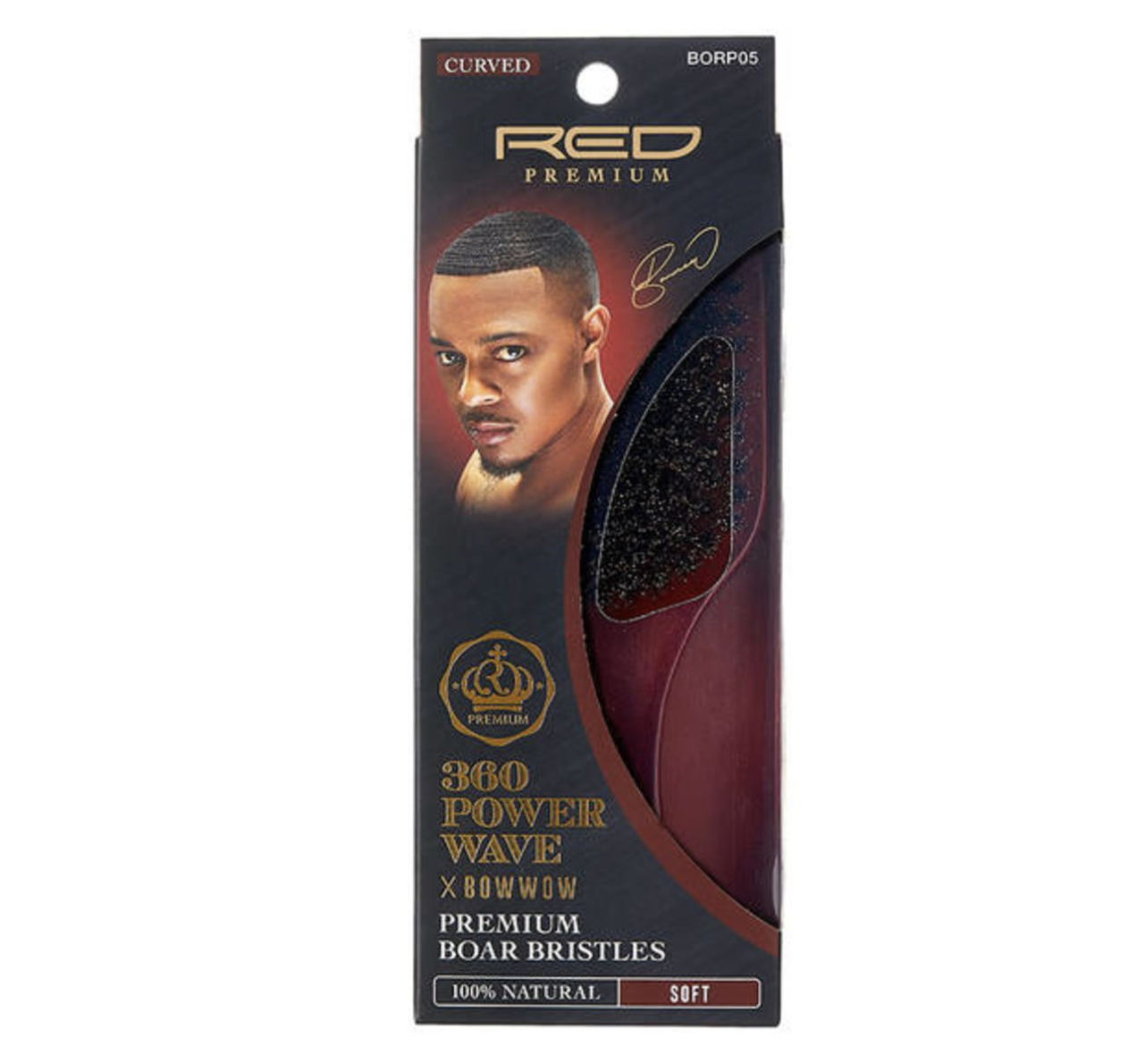 RED PREMIUM | 360 Power Wave Club Boar Brush Curved (Soft) BORP05 - BPolished Beauty Supply