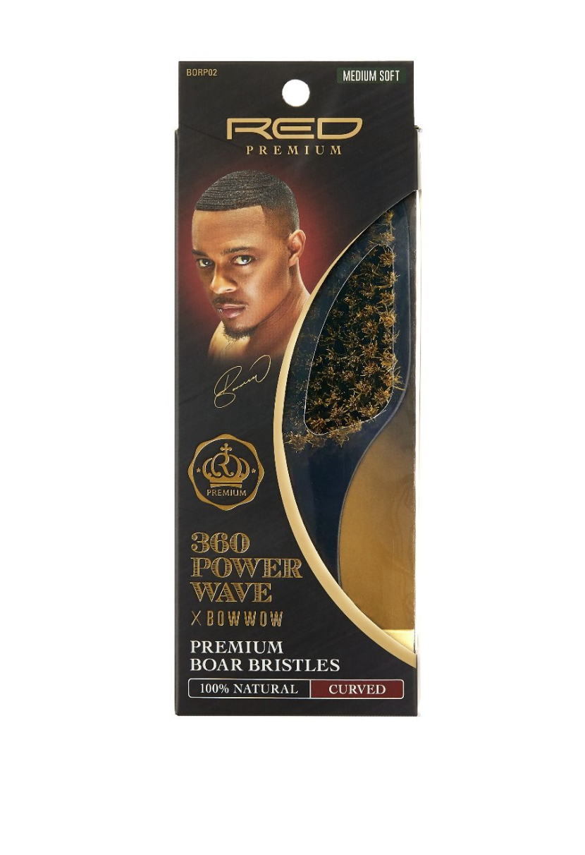RED Premium | 360 Power Wave X Bow Wow Brush  (Medium Soft)  Curved WAVE #BORP02 - BPolished Beauty Supply