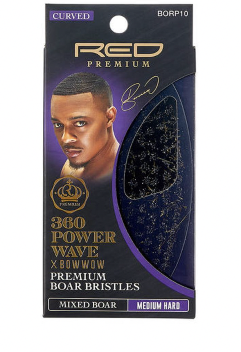 RED PREMIUM | 360 Power Wave Club Boar Brush Curved (medium hard) BORP10 - BPolished Beauty Supply